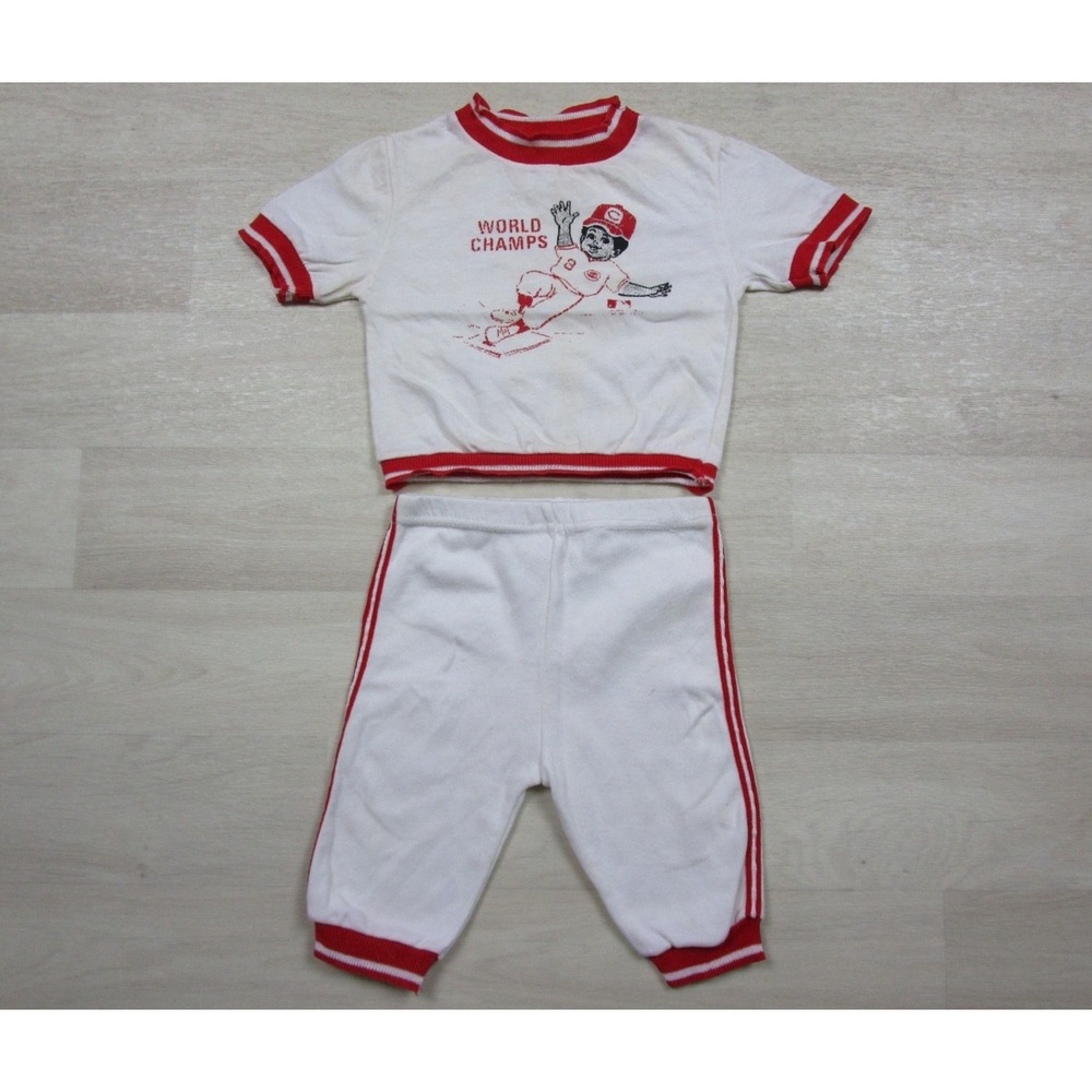 Vintage 70s Empire Cincinnati Reds World Champs Toddler Outfit (24M) Shirt Pants